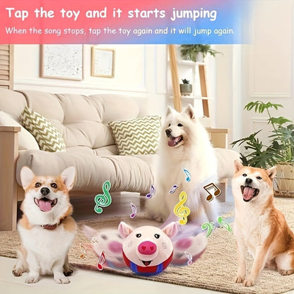 Smart Bouncing Dog Toy Ball with Recording & Music Mode – Rechargeable Interactive Pet Toy for Small Medium Large Dogs, Washable Squeaky Jumping Ball, Keeps Dogs Busy