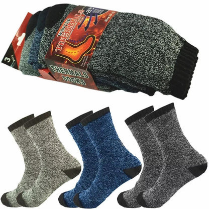 6 Pairs Men's Thermal Crew Socks – Thick Insulated Cold Weather Socks for Hiking Skiing Camping Outdoor Sports, Acrylic Winter Boot Socks