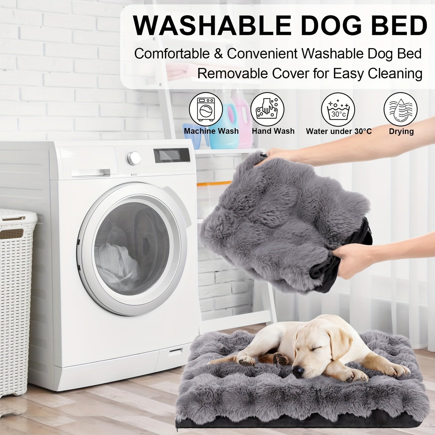 Orthopedic Dog Bed for Large Dogs – Memory Foam Pet Bed with Removable Washable Cover, Anti-Slip Base, Faux Fur, Joint Relief, Heavy Duty, Small Medium XL XXL Sizes