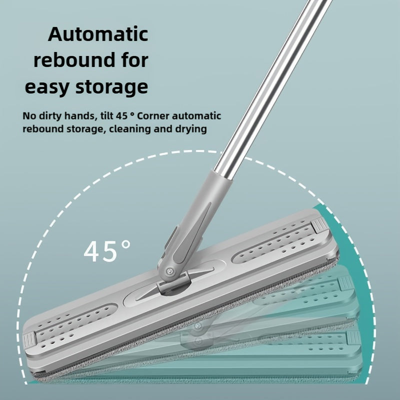 Hands-Free Flat Dust Mop with Bucket – Wet & Dry Floor Cleaning Mop for Bedroom Kitchen Living Room Bathroom, Durable Plastic Household Floor Mop Tool for Hardwood Tile Laminate