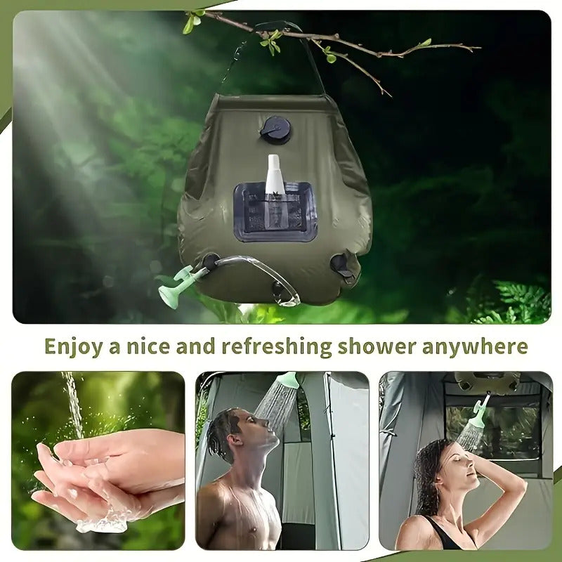 Pop-Up Privacy Tent & 5-Gallon Solar Shower Bag Camping Set – 2-Pack Waterproof Instant Setup Outdoor Shower Tent for Camping, Hiking, Fishing & Beach, Easy Fold Portable Changing Room, Green