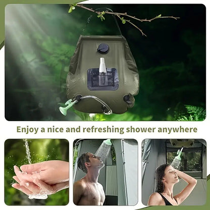 Pop-Up Privacy Tent & 5-Gallon Solar Shower Bag Camping Set – 2-Pack Waterproof Instant Setup Outdoor Shower Tent for Camping, Hiking, Fishing & Beach, Easy Fold Portable Changing Room, Green