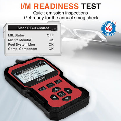 OBD2 Scanner Car Diagnostic Tool – Read & Clear Check Engine Light Codes, Live Data, Freeze Frame, I/M Monitor, 9 Protocols, 6 Languages, Compatible with 1996+ US/EU/Asian Cars, SUVs & Trucks