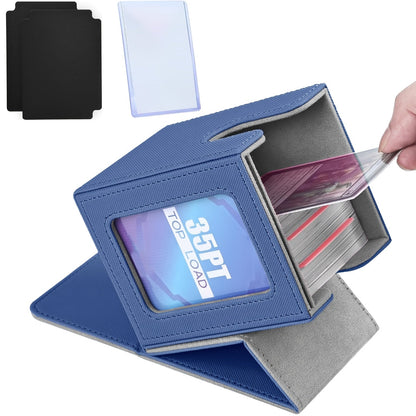 TCG Deck Box 100+ Double Sleeved Cards Commander Display Card Storage Case with 2 Dividers Top Sleeve Compatible with MTG Magic the Gathering Pokemon Yu-Gi-Oh Trading Card Game Black Gray Blue Purple Green
