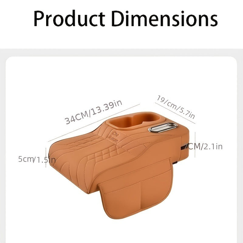 Car Center Console Tray Organizer Raised Design Tissue Box Holder Cup Holder Non-Slip Storage Mat Universal Fit 6 Colors Black Orange Red Brown Beige