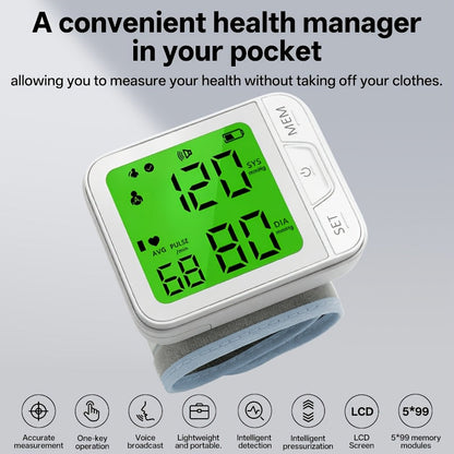 Wrist Blood Pressure Monitor Automatic Digital BP Cuff – Large LCD Display Pulse Rate Irregular Heartbeat Detection Portable Home Use for Seniors Adults
