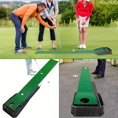 Golf Putting Mat with Automatic Ball Return System – Professional 3/5/7ft Putting Green for Indoor & Outdoor Practice, Green Turf Surface, Ball Collector, Golf Training Aid & Accessories for All Skill Levels