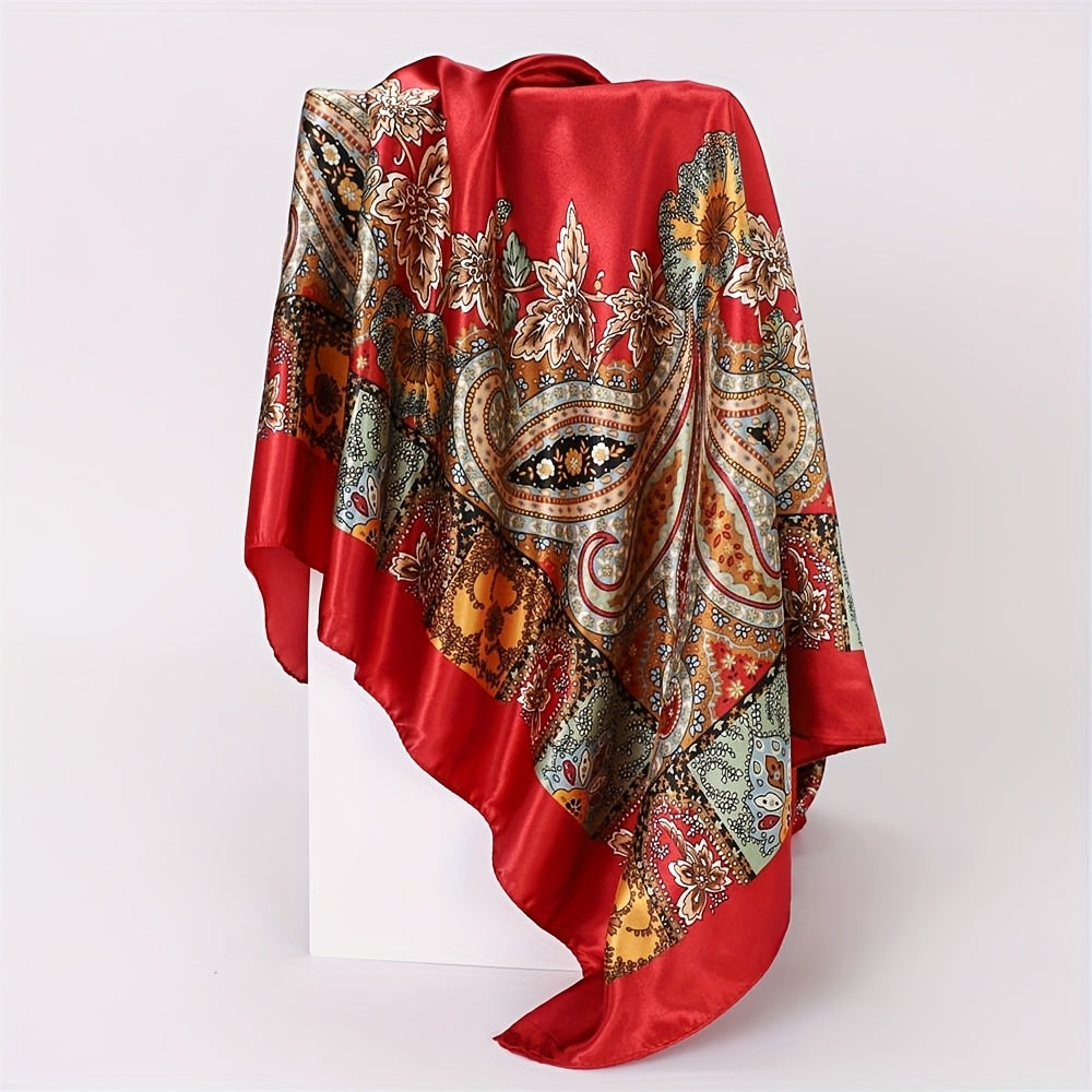 6pcs Vintage Satin Square Scarves for Women – Elegant Polyester Paisley & Floral Headwrap Bandana Set in 6 Designs & Assorted Colors, Perfect for Formal Casual Events Hair Accessories Gift