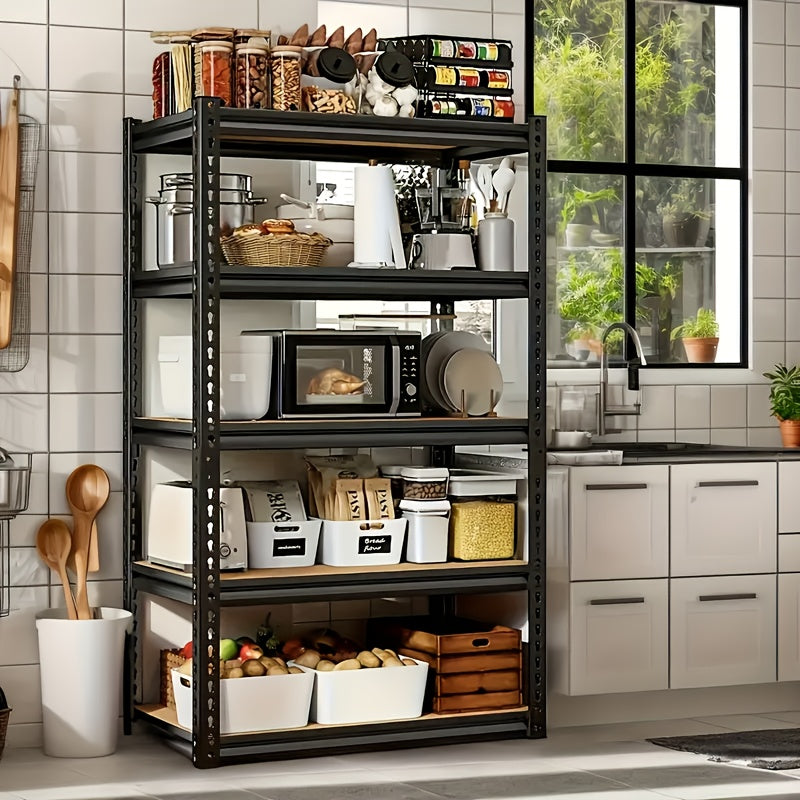 Heavy Duty 5-Tier Metal Shelving Unit 2000LBS Garage Storage Rack | 72"H & 60"H Adjustable Steel Shelf for Garage, Basement, Pantry, Closet, Utility Room – Black