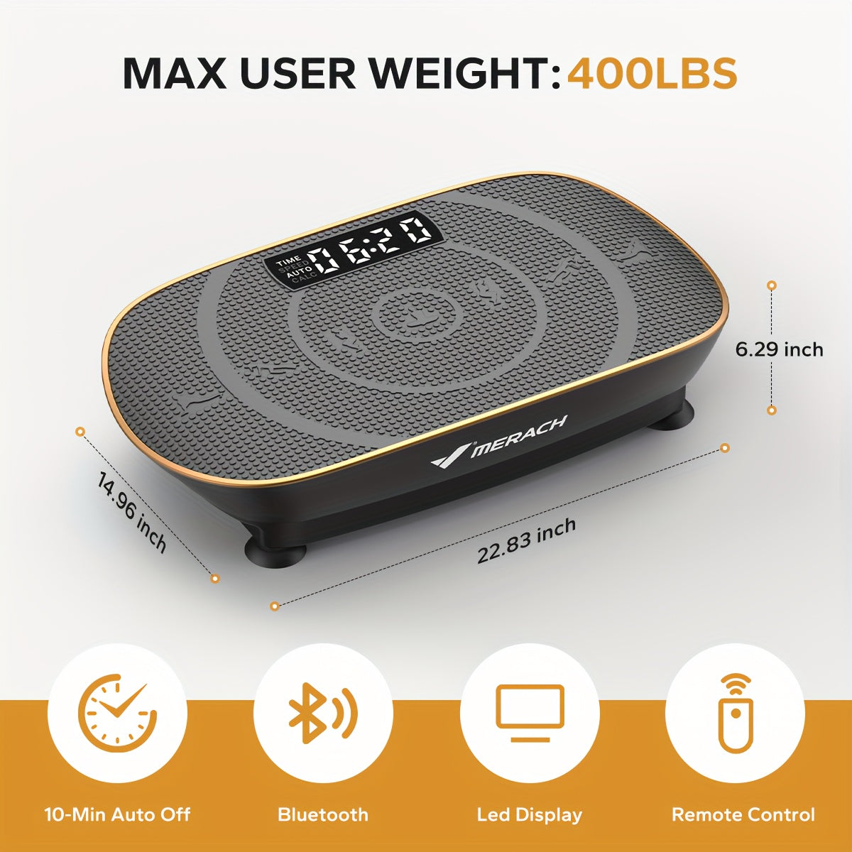 MERACH CV30 Pro Vibration Plate Exercise Machine Auto-Sensing Full Body Workout Platform with Bluetooth Speaker, Resistance Bands, 10 Speed Levels, LED Display, 330-440 lbs Capacity – Home Gym Fitness