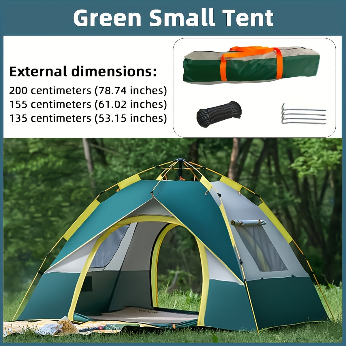4-Person Pop-Up Camping Tent Instant Setup with UV Protection Insect Netting & Sunshade, Automatic Family Tent Dark Green for Beach Park Camping Hiking Outdoor Adventures, Sturdy Zipper & Support Pole