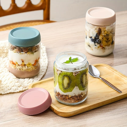 6-Pack 16oz Glass Mason Jars with Airtight Lids – Wide Mouth Overnight Oats Containers, Meal Prep Food Storage Jars for Yogurt, Salad, Snacks, Spice, Sugar – BPA-Free Kitchen Organizer Set