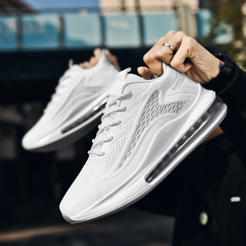 Men's Air Cushion Running Sneakers Lightweight Lace-Up Anti-Slip Shock-Absorbing Breathable Athletic Shoes for Walking Fitness Tennis Travel Sizes US 6.5-13.5 Black Blue White Yellow Red