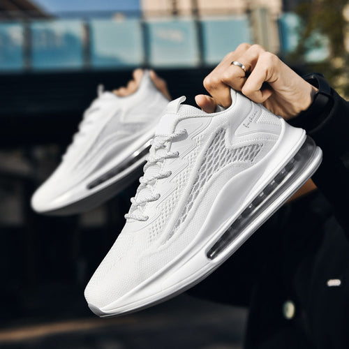 Men's Air Cushion Running Sneakers Lightweight Lace-Up Anti-Slip Shock-Absorbing Breathable Athletic Shoes for Walking Fitness Tennis Travel Sizes US 6.5-13.5 Black Blue White Yellow Red