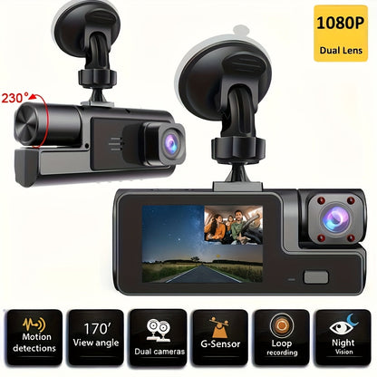 Dash Cam 2 & 3 Camera 1080P Front 720P Rear | Infrared Night Vision, 170° Wide Angle, WiFi, Loop Recording, G-Sensor, 32GB, 24H Parking Mode – Front and Rear Car Camera for All Vehicles