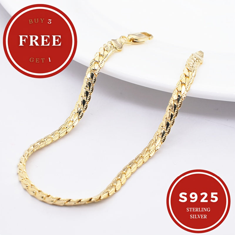 18K Gold Plated 925 Sterling Silver Snake Bone Chain Necklace for Women and Men with Gift Box Sizes 18 to 24 Inch Elegant Minimalist Couple Necklace Birthday Anniversary Party Gift