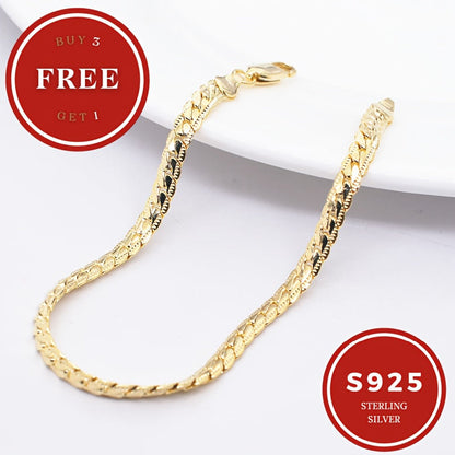 18K Gold Plated 925 Sterling Silver Snake Bone Chain Necklace for Women and Men with Gift Box Sizes 18 to 24 Inch Elegant Minimalist Couple Necklace Birthday Anniversary Party Gift