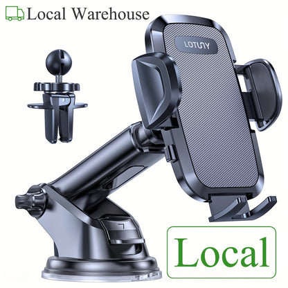 3-in-1 Car Phone Holder Suction Cup & Air Vent Mount | 360° Rotation, 6.5"-8.5" Telescopic Arm, 60LB Nano-Gel Suction, Scratch-Proof – Universal Fit for iPhone, Samsung, Google & All 4"-7.2" Phones