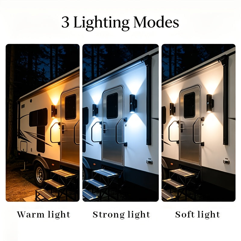 Motion Sensor Wall Lights 4-Pack – Rechargeable Wireless Magnetic LED Night Light, Dual Head, RGB 3 Colors, for Bedroom, Stairs, Cabinet, Closet & RV Interior | Velora