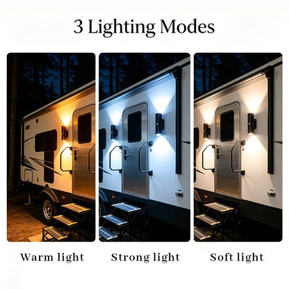 Motion Sensor Wall Lights 4-Pack – Rechargeable Wireless Magnetic LED Night Light, Dual Head, RGB 3 Colors, for Bedroom, Stairs, Cabinet, Closet & RV Interior | Velora