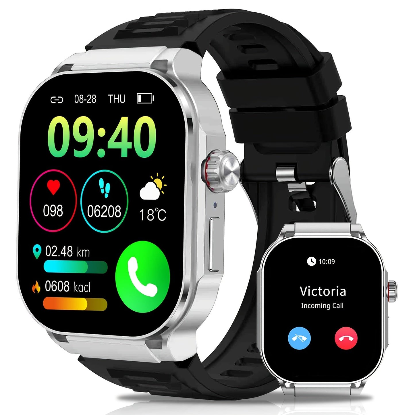 Smartwatch 2.1" HD Full Screen Display Bluetooth 5.3 with AI Voice Command, 400mAh Battery, Wireless Calls & SMS Alerts, 123+ Sports Modes, Music Playback & Social Sharing – Fashion Smart Watch for Men & Women