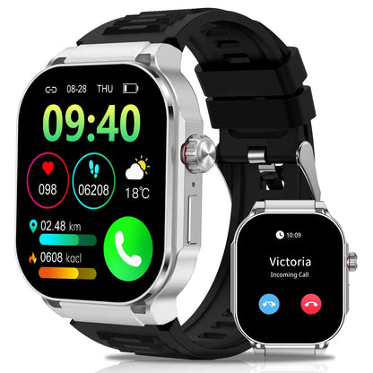 Smartwatch 2.1" HD Full Screen Display Bluetooth 5.3 with AI Voice Command, 400mAh Battery, Wireless Calls & SMS Alerts, 123+ Sports Modes, Music Playback & Social Sharing – Fashion Smart Watch for Men & Women