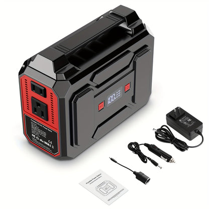Portable Power Station 100W / 300W Solar Generator – AC Outlet, USB QC3.0, DC Port, LED Flashlight, High Capacity Battery Pack for Camping Hiking Road Trip CPAP Hurricane Emergency