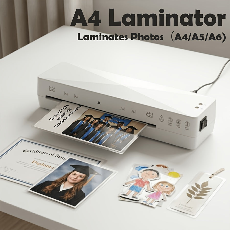 A4 Thermal Laminator Machine 9 Inch Wide - 4 in 1 Hot & Cold Laminating with 10 Pouches Included, Fast Warm-Up, Bubble-Free for Office, School, Home & Business Use