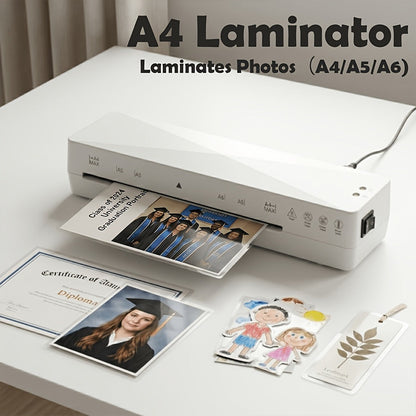 A4 Thermal Laminator Machine 9 Inch Wide - 4 in 1 Hot & Cold Laminating with 10 Pouches Included, Fast Warm-Up, Bubble-Free for Office, School, Home & Business Use