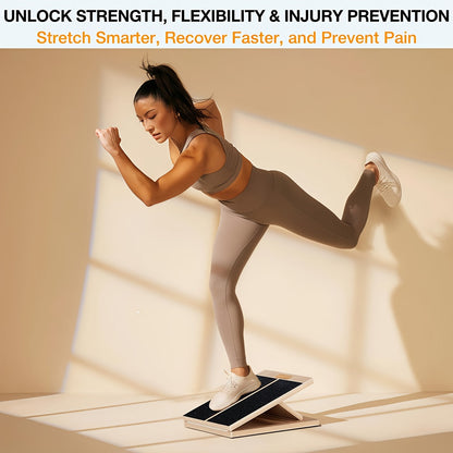 Adjustable Wooden Slant Board for Calf Stretching – Non-Slip Incline Wedge Stretcher for Squats Ankle Foot Mobility Heel Stretch Physical Therapy Balance