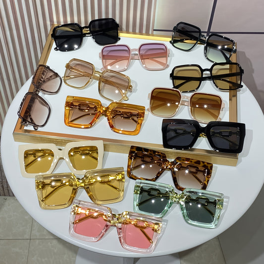 14 Pcs Women's Square Glasses Set – Chic Tinted Lenses, Minimalist Plastic Frames, Fashion Eyewear for Parties, Festivals & Everyday Style, European American Trendy Design
