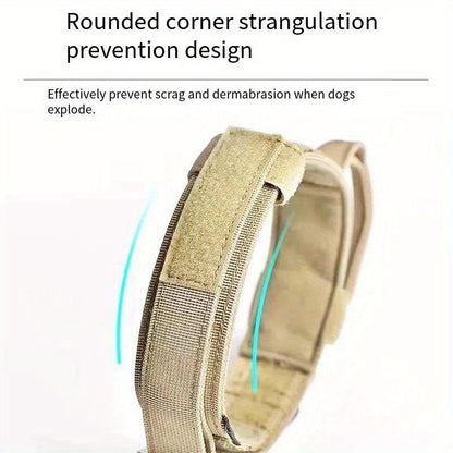 Heavy Duty Tactical Dog Collar with Handle & Quick-Release Metal Buckle – 1.8" Wide Nylon Collar for Medium & Large Dogs, Ideal for Training, Agility, Outdoor & Search & Rescue