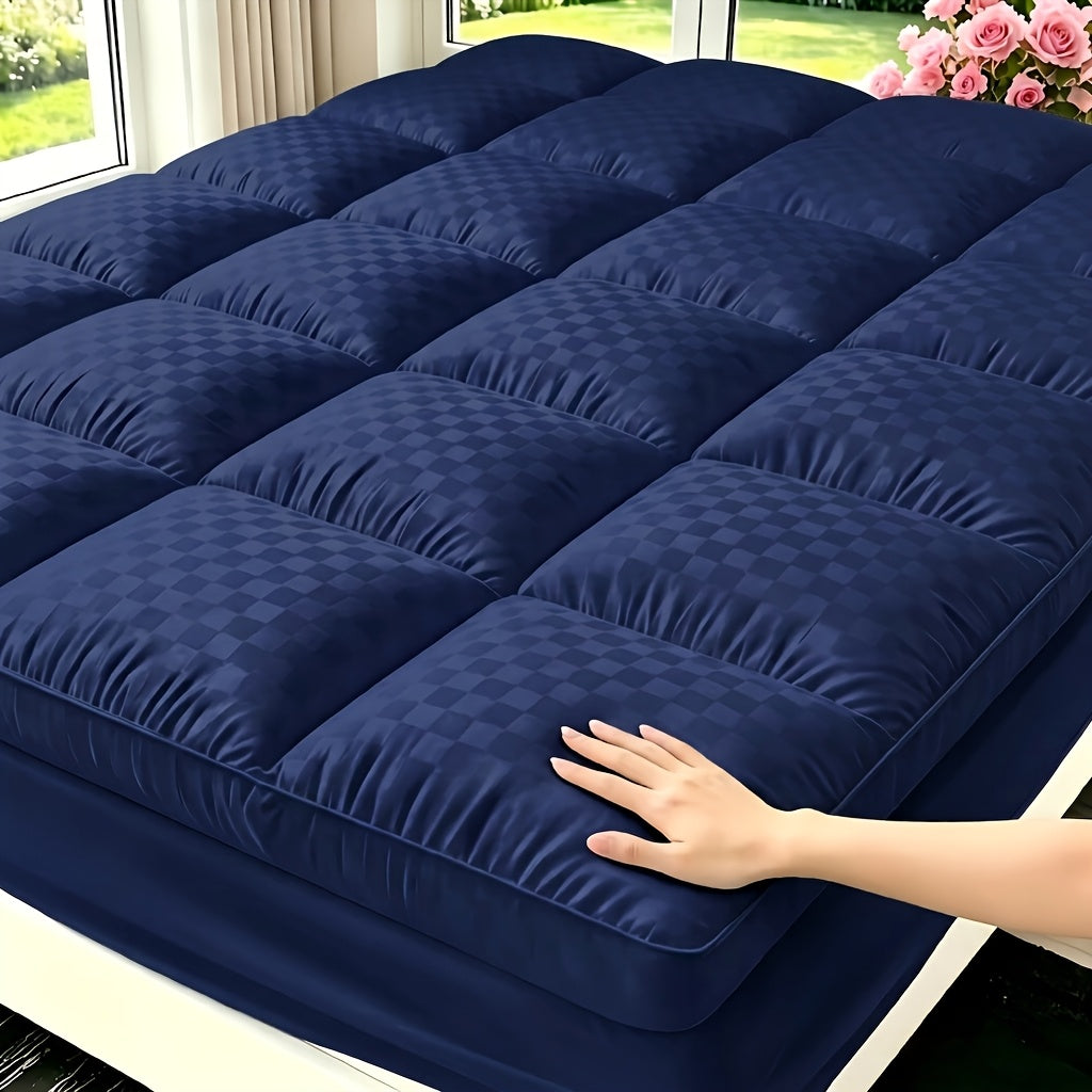Quilted Pillow Top Mattress Topper Cooling Mattress Pad Cover Fitted Deep Pocket 8 to 21 Inch Stretches for Twin Full Queen King California King in White Gray Black Navy