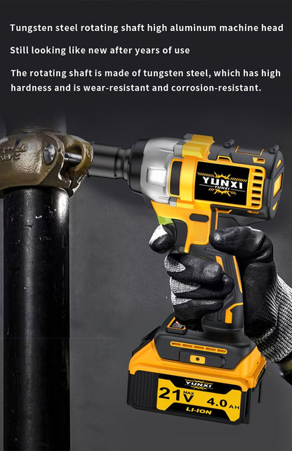 21V Brushless Cordless Impact Wrench & Drill Set – 4000mAh Li-ion Battery, Toolbox, Charger & Socket Accessories for Automotive, Home & Industrial Use