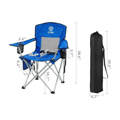 Folding Camping Chair with Tilting Canopy Sunshade – 225LBS Capacity, 22.8" Wide Seat, Mesh Cup Holder & Carry Bag, Portable Beach Lawn Chair for Camping, Hiking & Outdoor Events – 9 Color Options