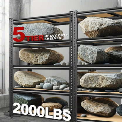 Heavy Duty 5-Tier Metal Shelving Unit 2000 LBS 60"H Adjustable Steel Rack – Garage Storage Shelves for Basement, Pantry, Closet & Utility Room, Local US Warehouse