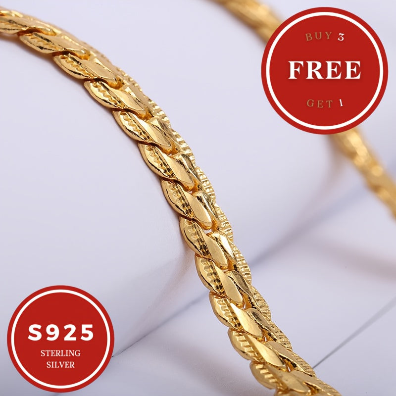 18K Gold Plated 925 Sterling Silver Snake Bone Chain Necklace for Women and Men with Gift Box Sizes 18 to 24 Inch Elegant Minimalist Couple Necklace Birthday Anniversary Party Gift