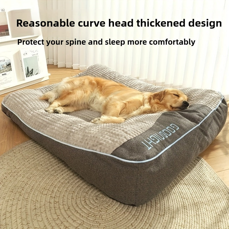 Luxury Plaid Pet Futon Sofa Bed for Medium & Large Dogs and Cats – All-Season Soft Polyester Fill, Non-Slip Bottom, Perfect for Golden Retrievers, Includes Bonus Toy Balls, Cozy Dog Couch Bed
