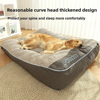 Luxury Plaid Pet Futon Sofa Bed for Medium & Large Dogs and Cats – All-Season Soft Polyester Fill, Non-Slip Bottom, Perfect for Golden Retrievers, Includes Bonus Toy Balls, Cozy Dog Couch Bed