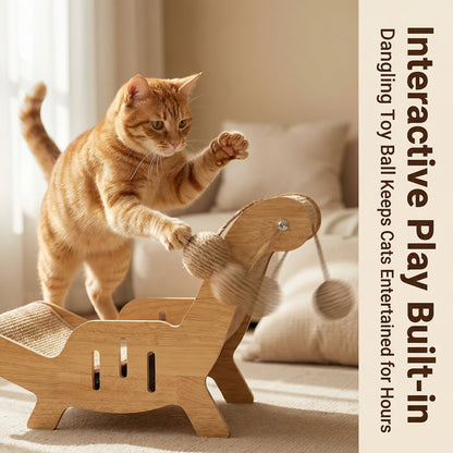 Large Sisal Cat Scratcher Lounge & Pad for Indoor Cats Durable Stable Cat Furniture – Upgraded Scratching Board & Combo Set with Leash & Collar