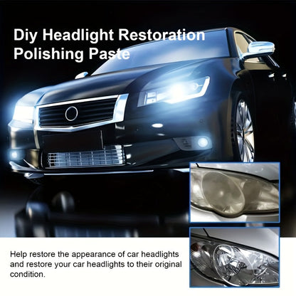 Headlight Restoration Kit with Restoration Fluid & Sponge – Removes Yellowing, Cloudiness & Oxidation, Restores Clarity & Shine Fast, Universal Fit for All Car Models, DIY Headlight Lens Repair & Polish Set