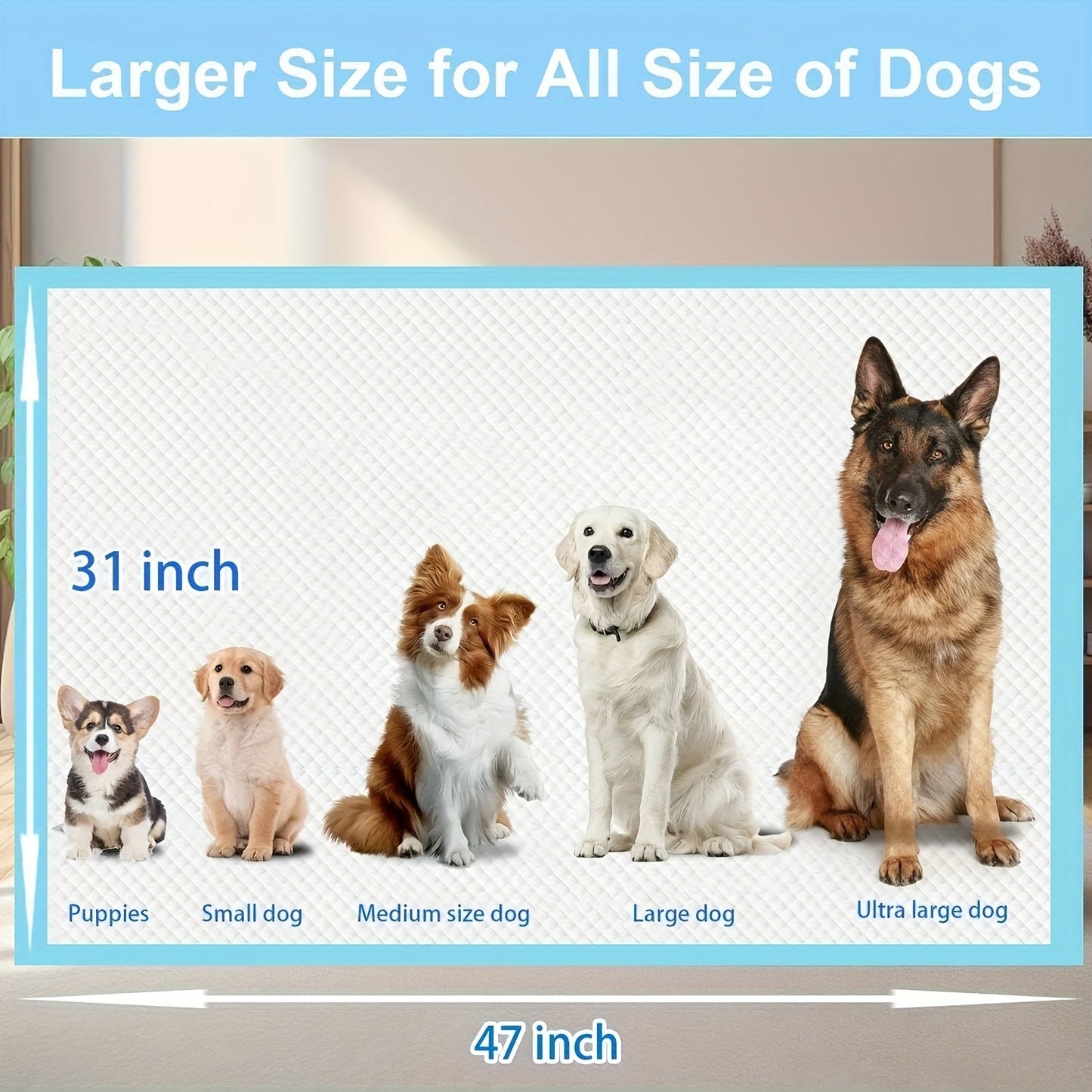 Dog Pee Pads XXXXL Extra Large 8-Layer Super Absorbent Leakproof Disposable Puppy Training Pads – 40/60/80/120 Count – For Dogs, Cats, Rabbits & Post-Surgery Use – Velora
