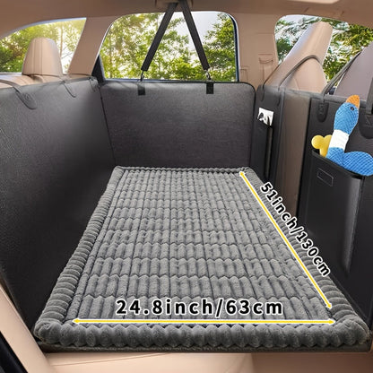 Non-Slip Car Dog Mat Heavy Duty Pet Seat Cushion with Rear Extension Pad – Anti-Bite Waterproof Floor Liner for SUV, Sedan & Truck, Fits All Dog Sizes, Easy to Clean Durable Polyester