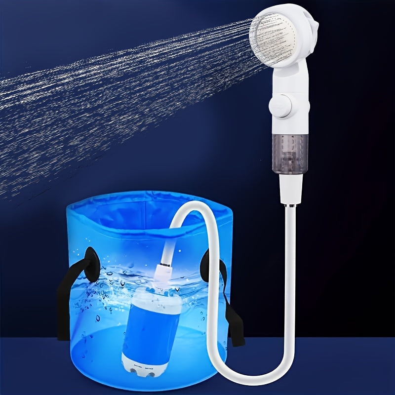 Portable Rechargeable Electric Camping Shower Pump Outdoor Shower for Hiking Climbing Beach Camping Car Motorcycle Wash Pet Bathing Garden Crop Watering Compact Travel Pump