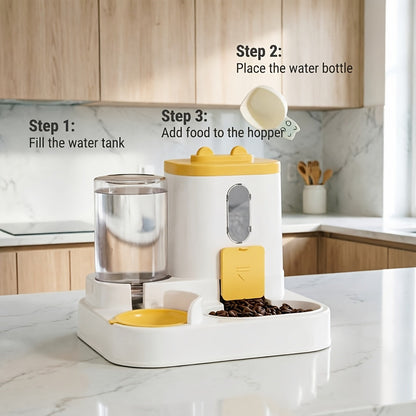 2-in-1 Gravity Pet Feeder for Cats & Dogs – Non-Electric Automatic Food & Water Dispenser, Space-Saving, Easy to Clean, Ideal for Multi-Pet Homes