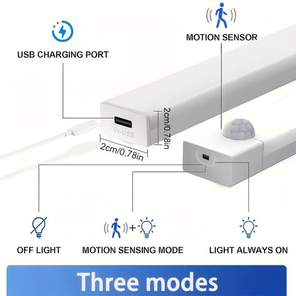 LED Motion Sensor Cabinet Lights USB Rechargeable 6 9 12pcs Wireless Night Light 3 Adjustable Modes for Bedroom Staircase Kitchen Closet Under Cabinet Bedside Reading Hallway Home Lighting