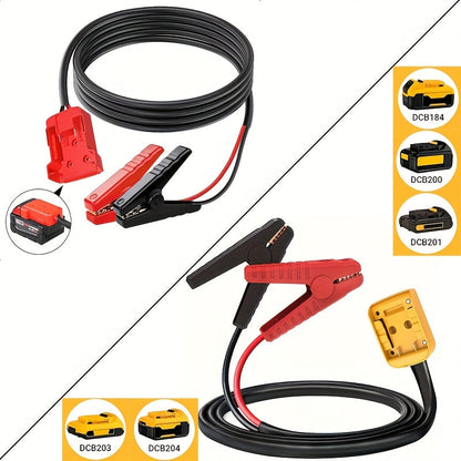 Dewalt Compatible Car Jump Starter Booster Cables with Adapter for Dewalt 20V Battery Portable 12V Automotive Jumper Cables Emergency Roadside Kit Battery Not Included