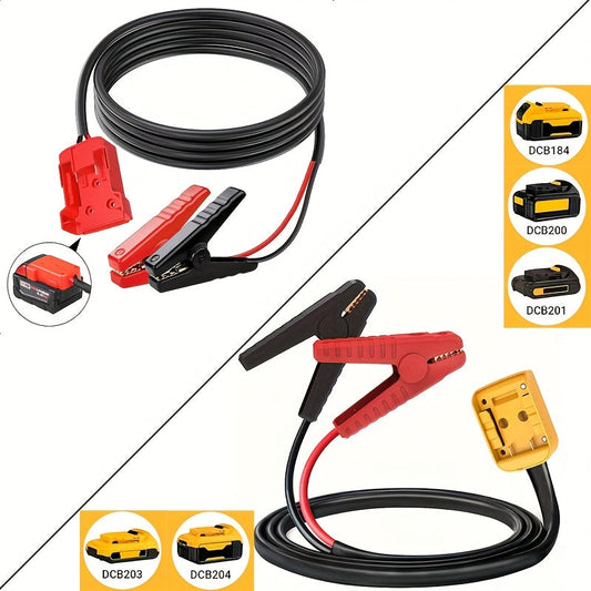 Dewalt Compatible Car Jump Starter Booster Cables with Adapter for Dewalt 20V Battery Portable 12V Automotive Jumper Cables Emergency Roadside Kit Battery Not Included