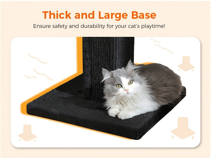 Cat Tree Tower Multi-Tier Sisal Scratching Post with Hanging Toys for Indoor Cats, Sturdy Cat Climbing Tower Activity Center for Energetic Cats, Available in Grey and Black
