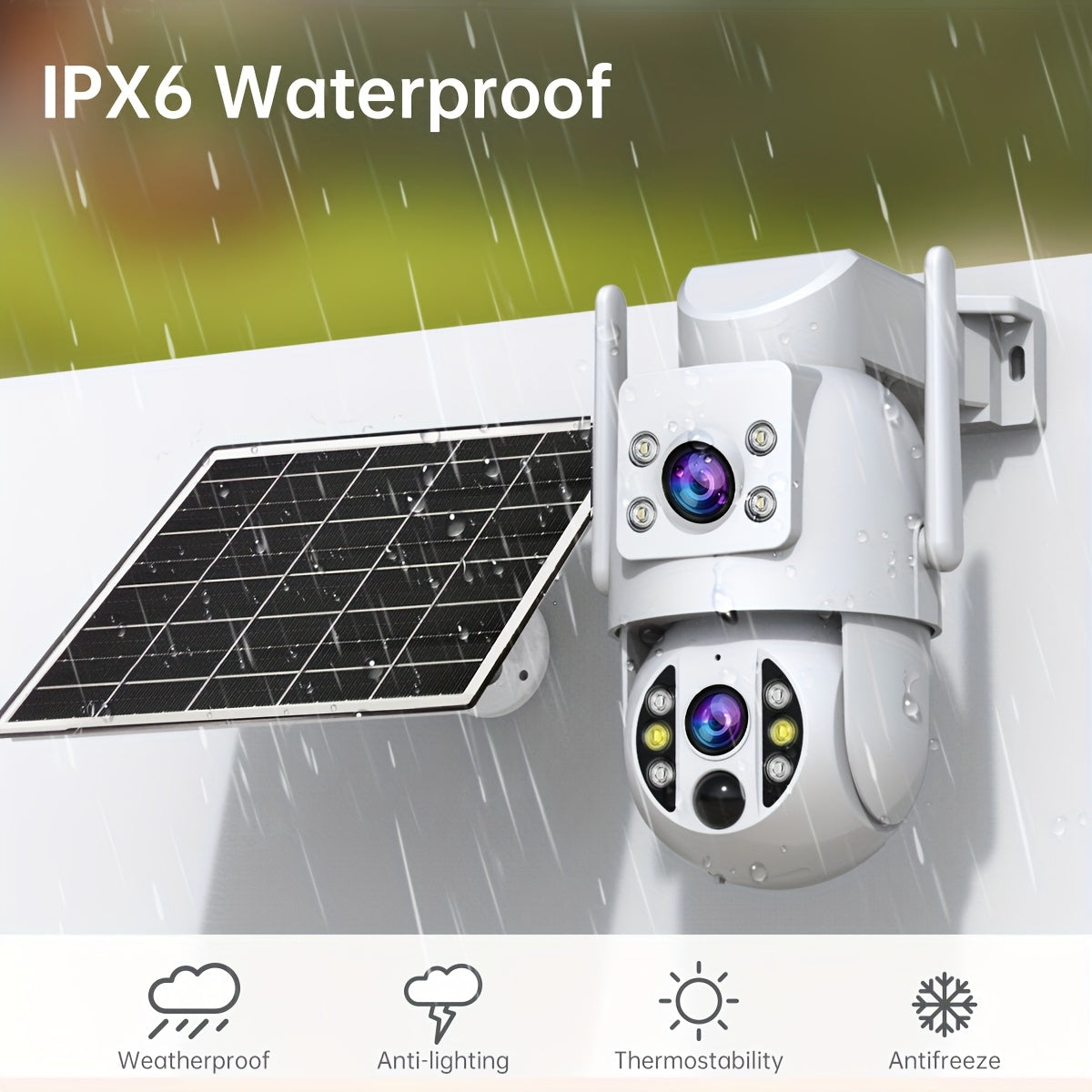 Solar Security Camera Outdoor 360° PTZ 1296P HD Dual Lens Color Night Vision Two-Way Audio Motion Detection WiFi SD Card – Wire-Free Rechargeable JOOAN RS3